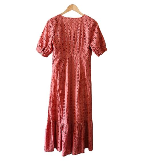 ASOS Eyelet Short Sleeve Button Front Midi Dress Size 4 - Picture 3 of 9